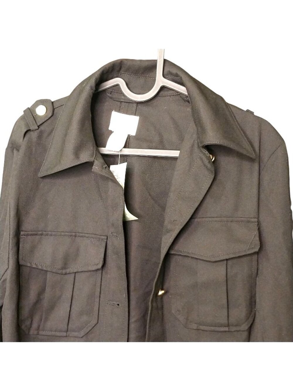 XS Black Military-Style Jacket With Gold Buttons By H&M